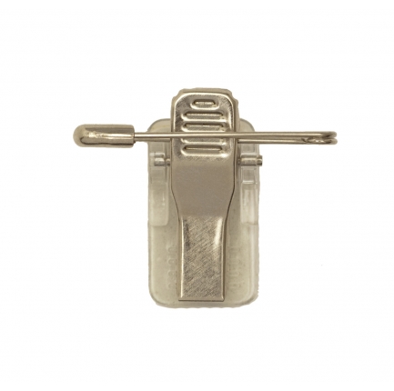 Crocodile clip with safety pin