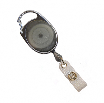 Badge reel with swivel hook (black transparent)